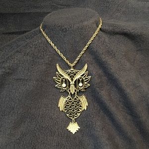 Vintage Costume Jewelry Owl Necklace